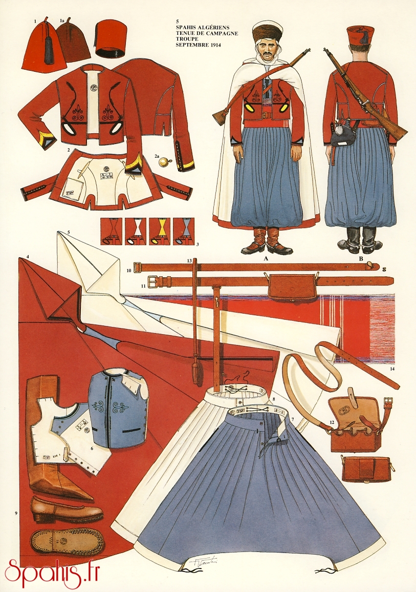 uniformes spahis de l'armée française de 1914 à 1945